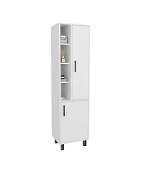 Depot E-Shop Nicut Storage Cabinet, 2 Doors, 9 Shelves, 4 Legs, White