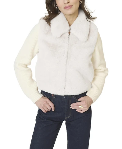 Central Park West Women's Gia Cropped Fur Sweater