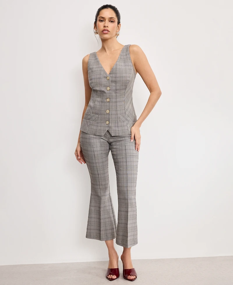 Good American Women's Plaid Sleeveless Vest