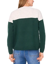 Vince Camuto Women's Cozy Extended Shoulder Color Blocked Sweater