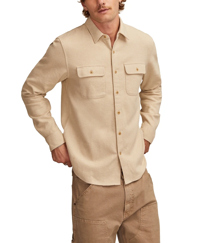 Lucky Brand Men's Solid Cloud Soft Flannel Long Sleeve Shirt