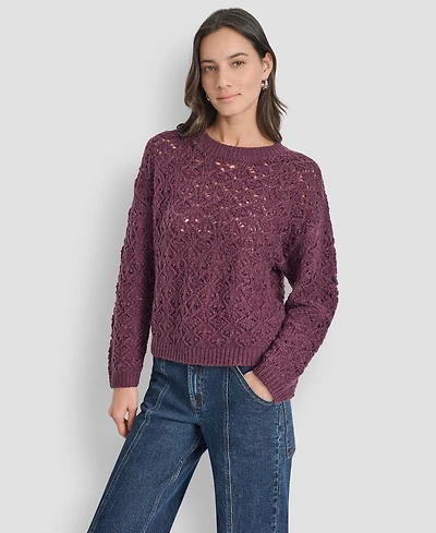 Dkny Jeans Petite Pointelle Crewneck Sweater