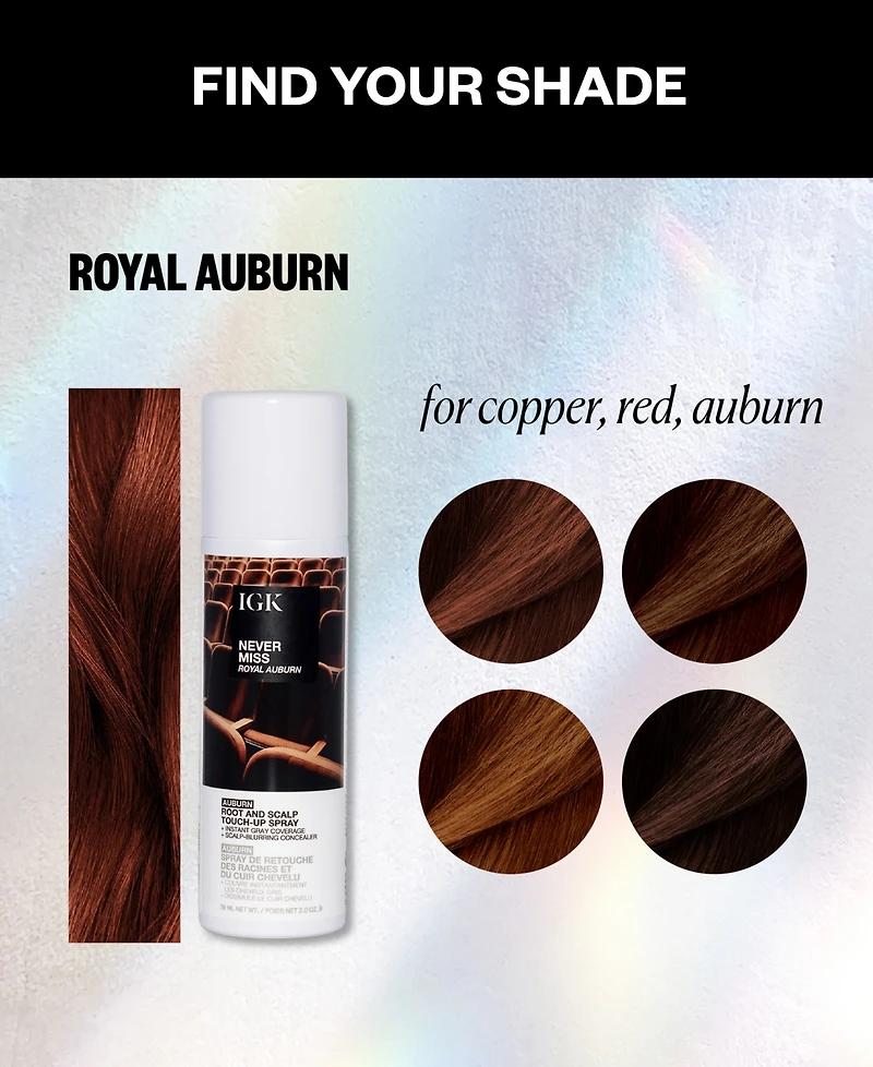 Igk Hair Never Miss Root and Scalp Royal Auburn Touch-Up Spray