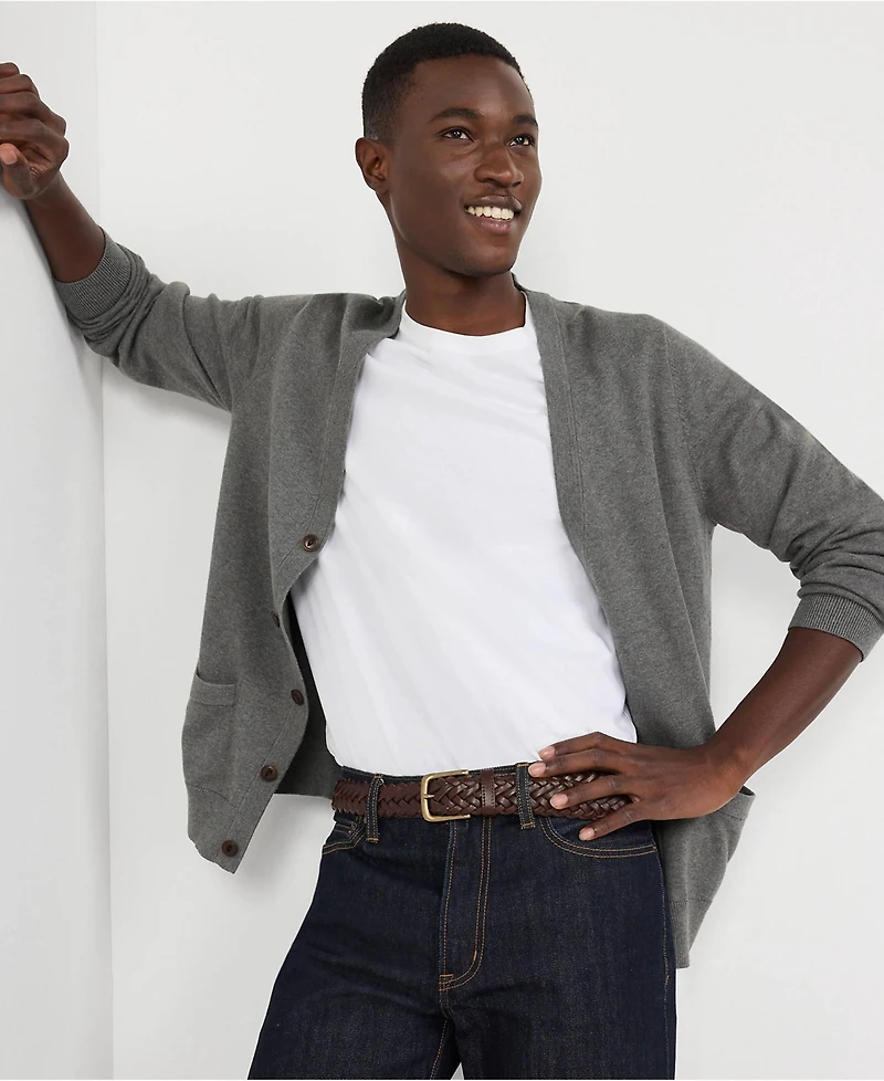 Lands' End Men's Fine Gauge Cotton Cardigan