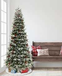 Puleo 7.5FT Pre-Lit Flocked Hartford Fir Artificial Christmas Tree