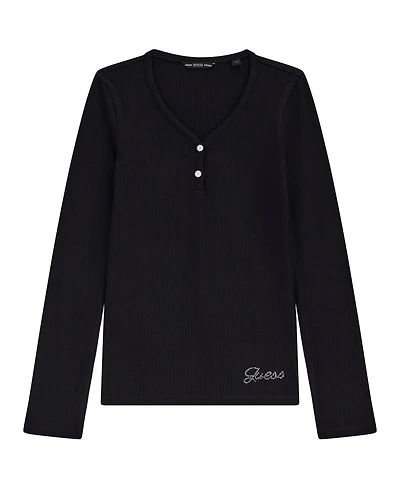 Guess Girls 7-16 Mini Me Style Stretch Rib Long Sleeve T-Shirt