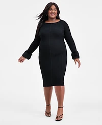 Bar Iii Trendy Plus Removable Faux-Fur Cuff Dress, Macy's Exclusive