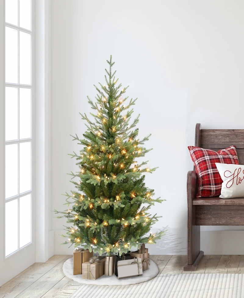 4.5' Pre-Lit Slim Balsam Fir Tree with 200 Underwriters Laboratories Clear Incandescent Lights, 1069 Tips