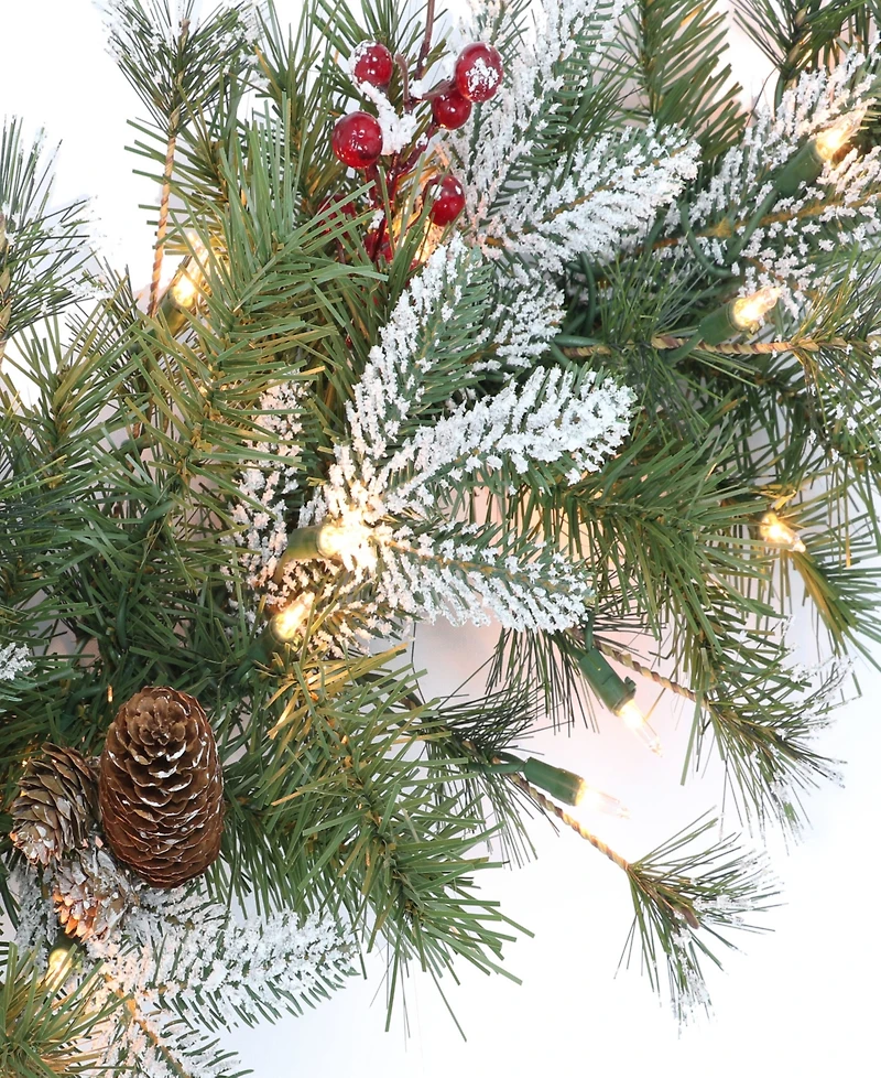 32" Pre-Lit Glittery Wreath with 70 Underwriters Laboratories Clear Incandescent Lights, 320 Tips