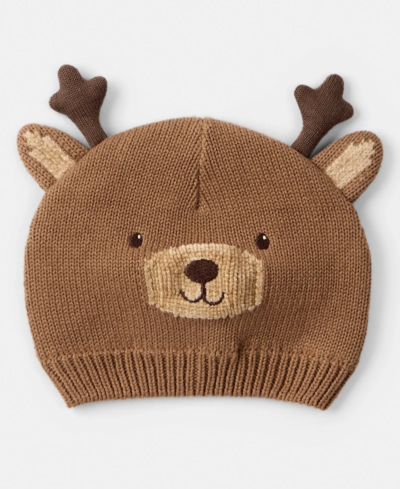 Carter's Baby Boys or Girls Christmas Reindeer Crochet Hat