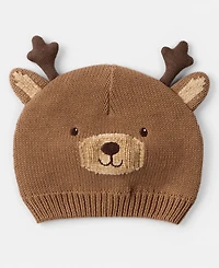 Carter's Baby Boys or Girls Christmas Reindeer Crochet Hat
