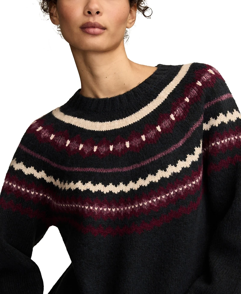 Lucky Brand Women's Fair Isle Crew neck Sweater