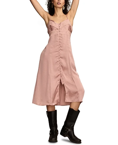 Lucky Brand Women's Lace Up Sleeveless Midi Dress