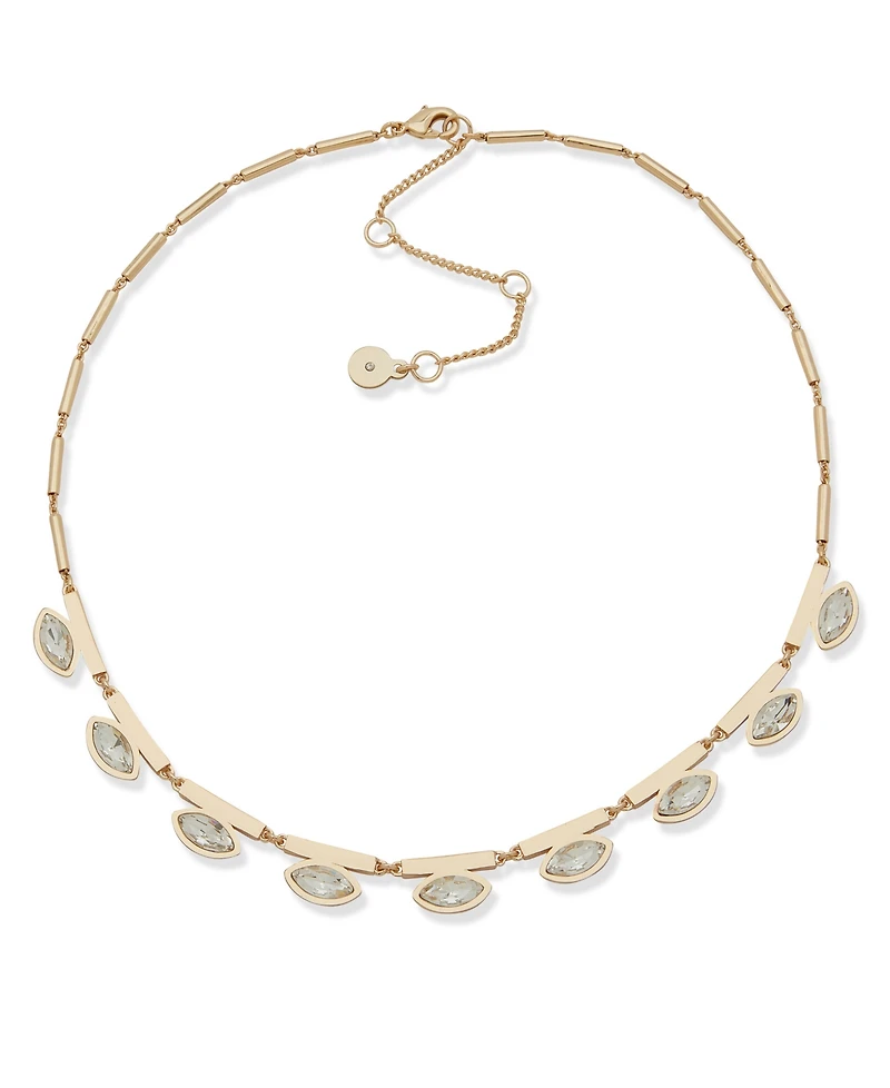 Dkny Gold-Tone Marquise Stone Frontal Necklace