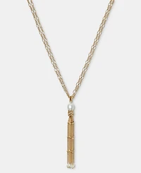 On 34th Imitation Pearl Chain Tassel Lariat Necklace, 36" + 3" extender, Macy's Exclusive