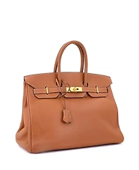 Pre-Owned Hermes Birkin 35 Handbag Brown Clemence with Gold Hardware