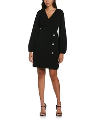 Ella Rafaella Petite Jewel Button Surplice Long Sleeve Dress