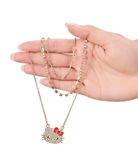 Hello Kitty Double Chain Necklace with Crystal Embellished Charm