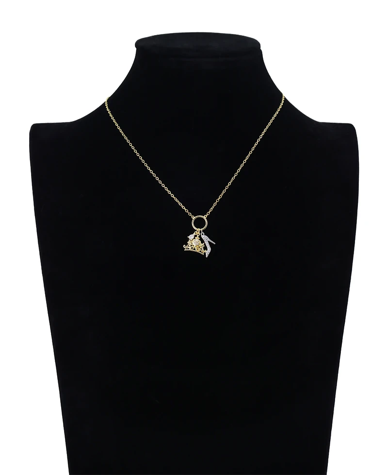 Disney Cubic Zirconia Princess Charm Cluster Pendant Necklace