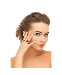 Suzy Levian Gold Plated Sterling Silver Anniversary Ring with Brown and White Cubic Zirconia