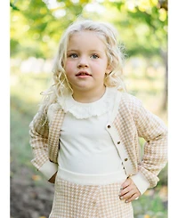 Hope & Henry Baby Girls Long Sleeve Ruffle Neck Knit Top