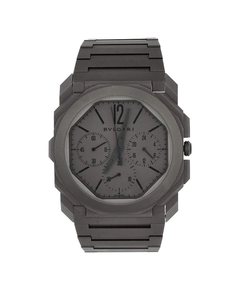 Pre-Owned Bvlgari Octo Finissimo Chronograph Gmt Automatic Watch in Titanium 42mm