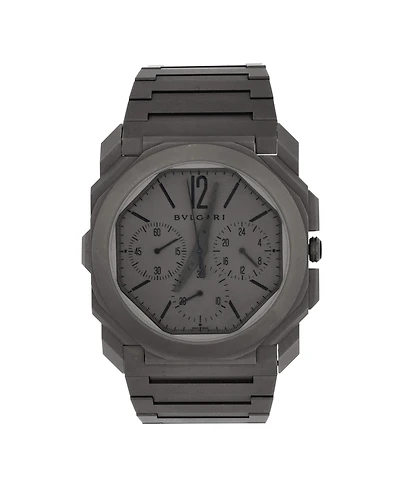 Pre-Owned Bvlgari Octo Finissimo Chronograph Gmt Automatic Watch in Titanium 42mm