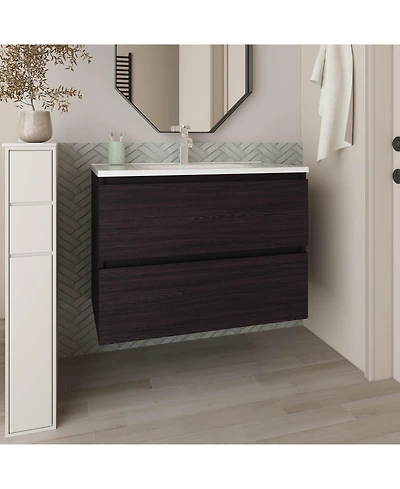 Depot E-Shop Depew Bathroom Vanity, 2 Drawers, White