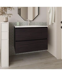 Depot E-Shop Depew Bathroom Vanity, 2 Drawers, White