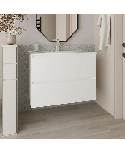 Depot E-Shop Depew Bathroom Vanity, 2 Drawers, White