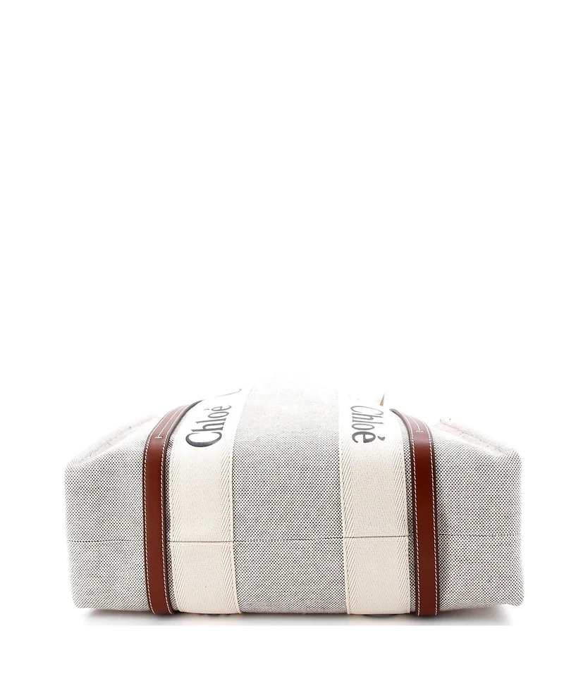 Pre-Owned Chloe Medium Woody Tote Canvas with Leather
