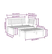 Pallet Sofa Set Natural Wood Solid Acacia Wood 52.4x36.2x27.2 in