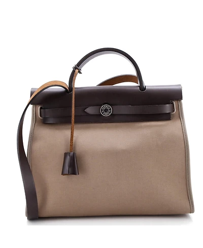 Pre-Owned Hermes 31 Herbag Zip Leather and Toile