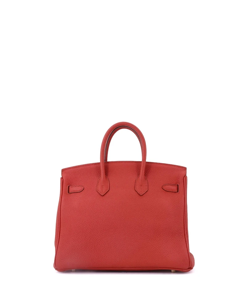 Pre-Owned Hermes Birkin 25 Handbag Red Togo with Gold Hardware