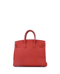 Pre-Owned Hermes Birkin 25 Handbag Red Togo with Gold Hardware
