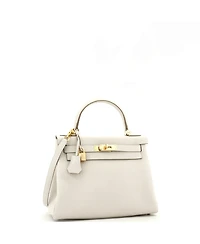 Pre-Owned Hermes Kelly 28 Handbag Light Togo with Gold Hardware