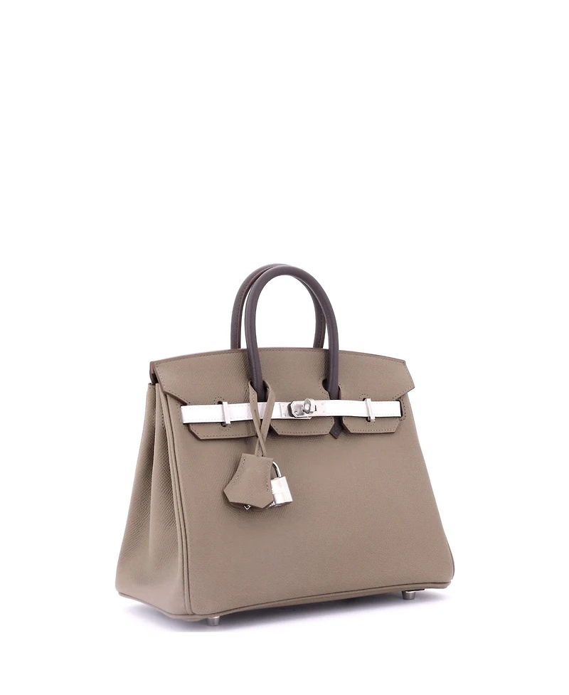 Pre-Owned Hermes Birkin 25 Handbag Tricolor Epsom with Palladium Hardware