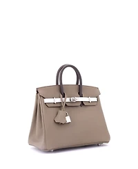 Pre-Owned Hermes Birkin 25 Handbag Tricolor Epsom with Palladium Hardware