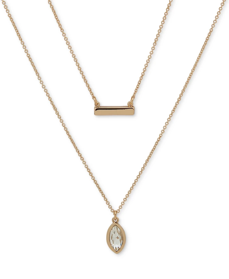 Dkny Crystal Stone Double Row Pendant Necklace