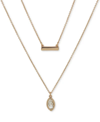 Dkny Crystal Stone Double Row Pendant Necklace