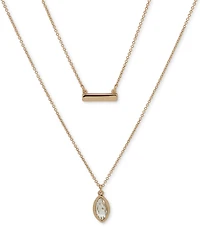 Dkny Crystal Stone Double Row Pendant Necklace