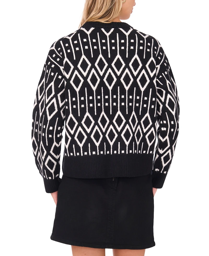 Vince Camuto Women's Jacquard Long Sleeve Sweater
