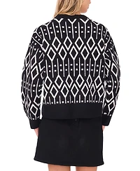 Vince Camuto Women's Jacquard Long Sleeve Sweater