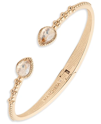 Marchesa Glass Stone Gold-Tone Cluster Open Cuff Bracelet