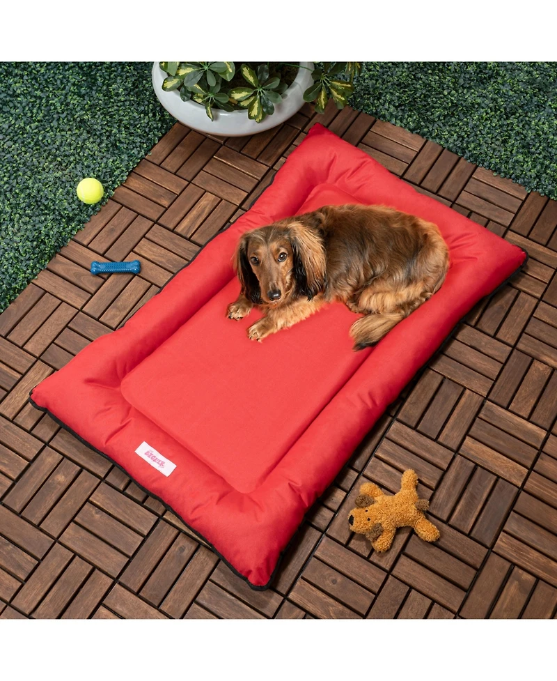 The Licker Store Archie Traditional Oxford Waterproof Indoor/Outdoor Hand-Washable Memory Foam Camping Pet Bed