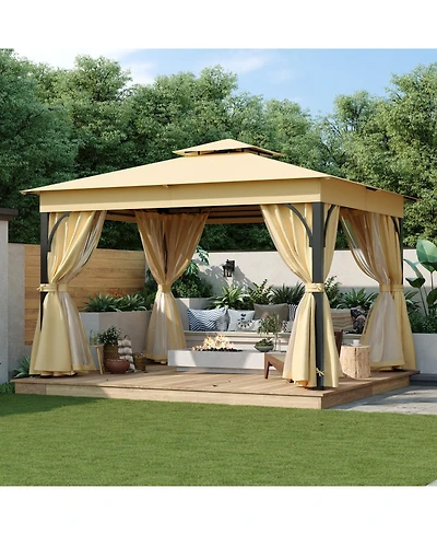 Streamdale Furniture 10x12 Outdoor Gazebo with Netting & Privacy Screens