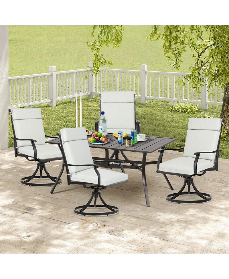 Aoodor Outdoor High Back Dining Chair Cushion with Ties and Zipper, 44"x21"x3.2