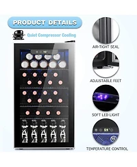 Cowsar 26 Bottle 3.2cu.ft Wine Cooler/Beverage Refrigerator Compact Wine Cellar with Glass Door Adjustable Temperature Control for Bar/Home/Office Fre
