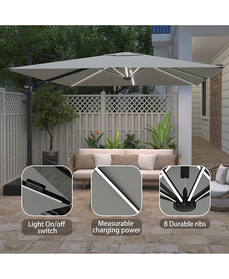 Casainc 11 Ft Square Cantilever Patio Umbrella (base not included）