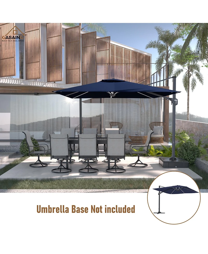 Casainc 11 Ft Square Cantilever Patio Umbrella without Base